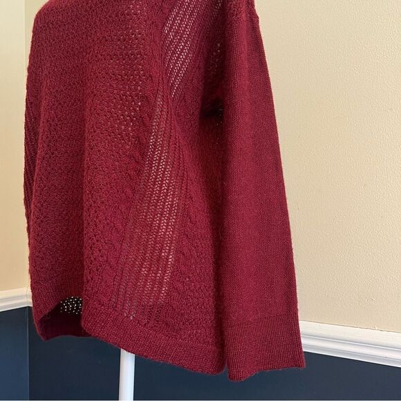 Eileen Fisher Alpaca Wool Blend High Low Sweater in Burgundy Size Medium - Picture 5 of 9
